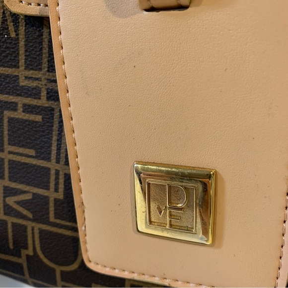 Diane Von Furstenberg DVF Brown Tan Leather Monogram Travel  Duffel Bag Tote - Picture 8 of 13